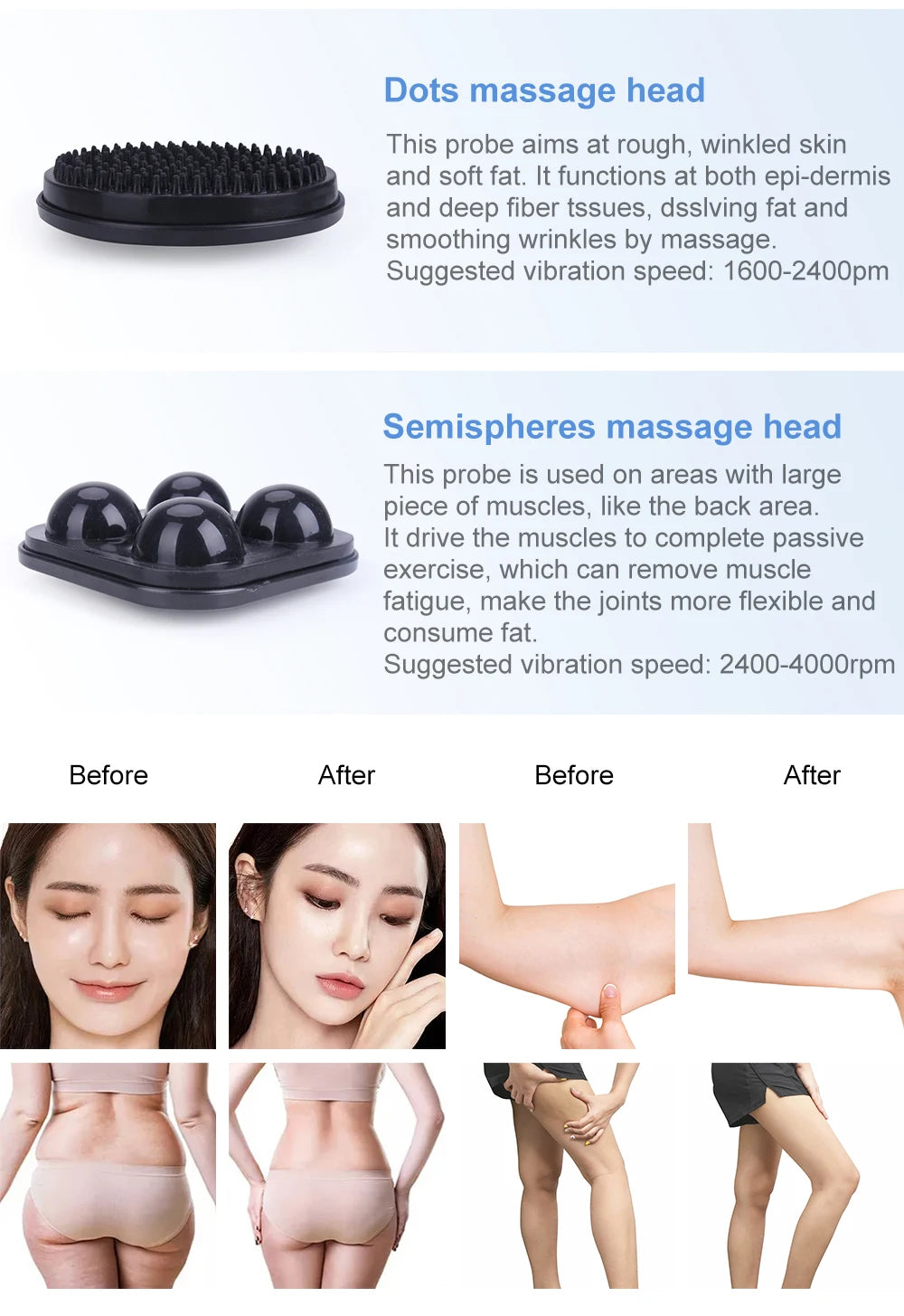 AOKO G5 Vibrating Massage Machine With 5 Massage Heads For Arms Waist Body Massage Anti Cellulite Body Slim Shape for SPA