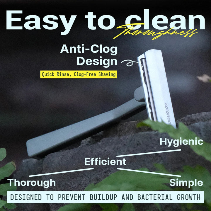 Colorlamb Metal Safety Razor Manual Razor for Men Single Edge Shaver for Shaving Hair Zinc Alloy with 30 PCS Blades