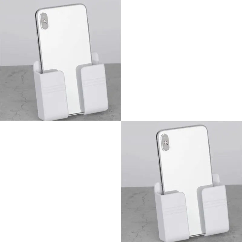 Wall Mounted Phone Charging Holder and Remote Control Organizer