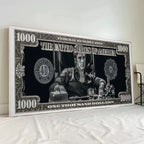 1PC frameless Classic Movie, Scarface Tony Montana Dollar Wall Art, HD Canvas Print Poster, Home, Living Room, Room Decor Painti