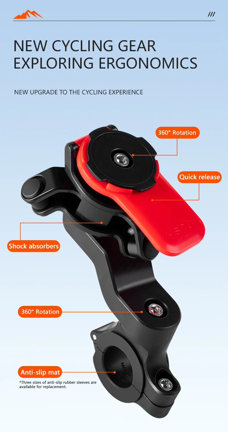 Universal Bicycle Phone Holder, 360° Rotatable and Detachable Motorcycle Holder, Multi-functional Bicycle Handlebar Bracket