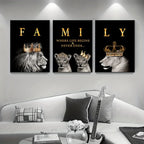 3 Pieces Modern Abstract Lion Family Inspirational Quotes Wall Art Canvas Prints for Living Room Cuadros Decor Unframed