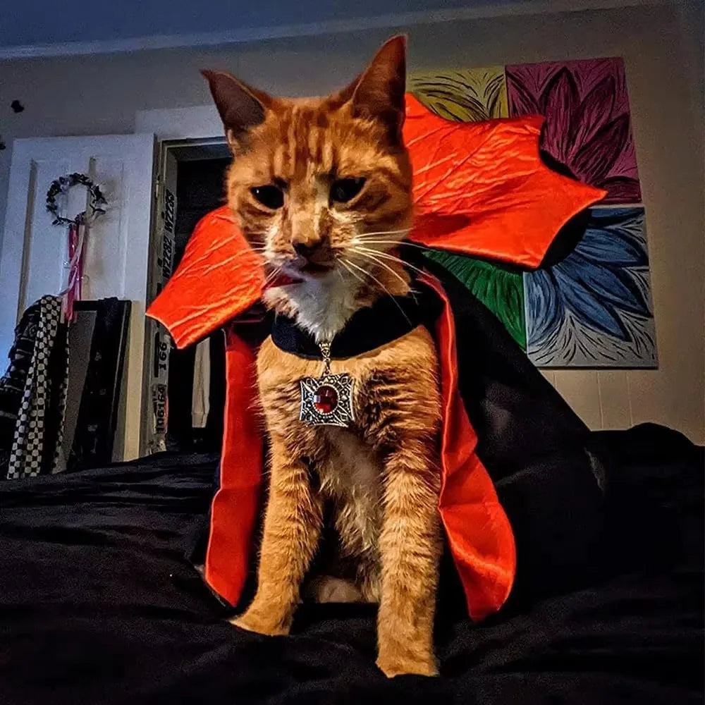 Halloween Dog Costumes Vampire Cape, Pet Cats Cosplay Costume Funny Clothes Cloak, Dog Mantle Apparel for Halloween Party