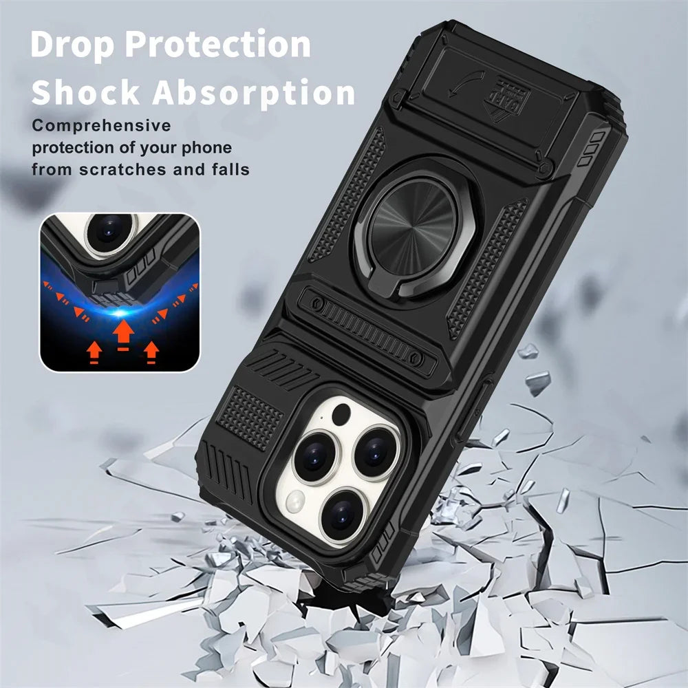 Case For Samsung S24 S23 Ultra Plus FE A14  A15 25 35 55 Magnetic Rotated Ring Kickstand Heavy Duty Drop Protection Wallet Cover