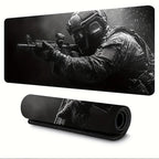 Large Mouse Pad Tactical Soldier Design Non-Slip XXL Desk Pad Gaming Accessories Stitched Edges for Home and Game for FPS Gamer