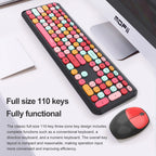 MOFii Wireless Keyboard & Mouse Combo, Cute Macaron Cat Paw Round Keycaps Silent Office Set for Laptops and Desktops