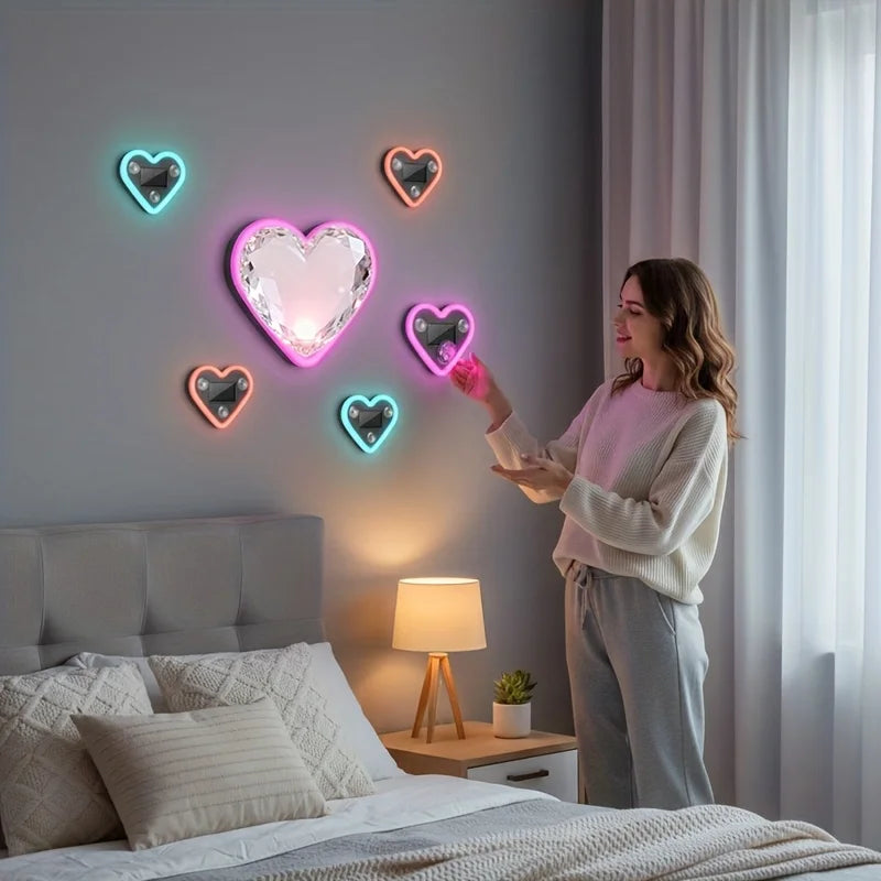 Solar LED Car Neon Lights – Heart Shape | RGB Atmosphere Light