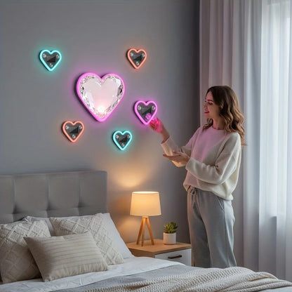 Solar LED Car Neon Lights – Heart Shape | RGB Atmosphere Light