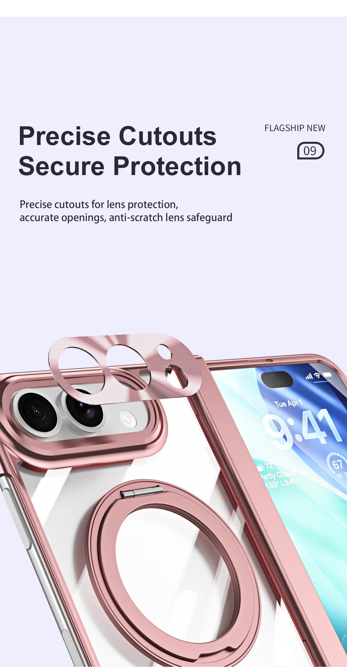 For iPhone Duo Transparent Magnetic Case For MagSafe 360° Rotating Bracket Hinge Protection Cover With Tempered Glass Film