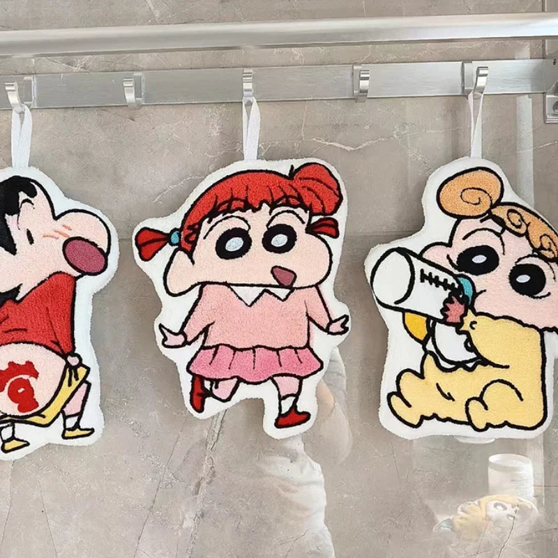 Kawaii Crayon Shin-Chan Cartoon Cute Hand Towel Water-Absorbent Coral Fleece Kitchen Quick-Drying Shower Room Supplies