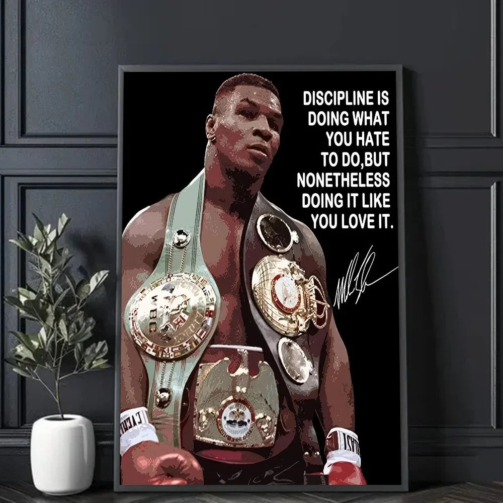 Mike Tyson Muhammad Ali Motivational Quote Poster Sticky Wall Art Printing Waterproof Home Living Bed Room Bar Aesthetic Decor