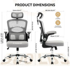 Ergonomic High-Back Mesh Chair Adjustable Headrest Lumbar Support 360° Swivel Rolling Computer Gaming Chairs for Home Office
