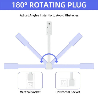 New Electrical Wall Plug Rotates Electrical Outlet Extender Adjustable Length Power Outlets Extender Power Socket for NightStand