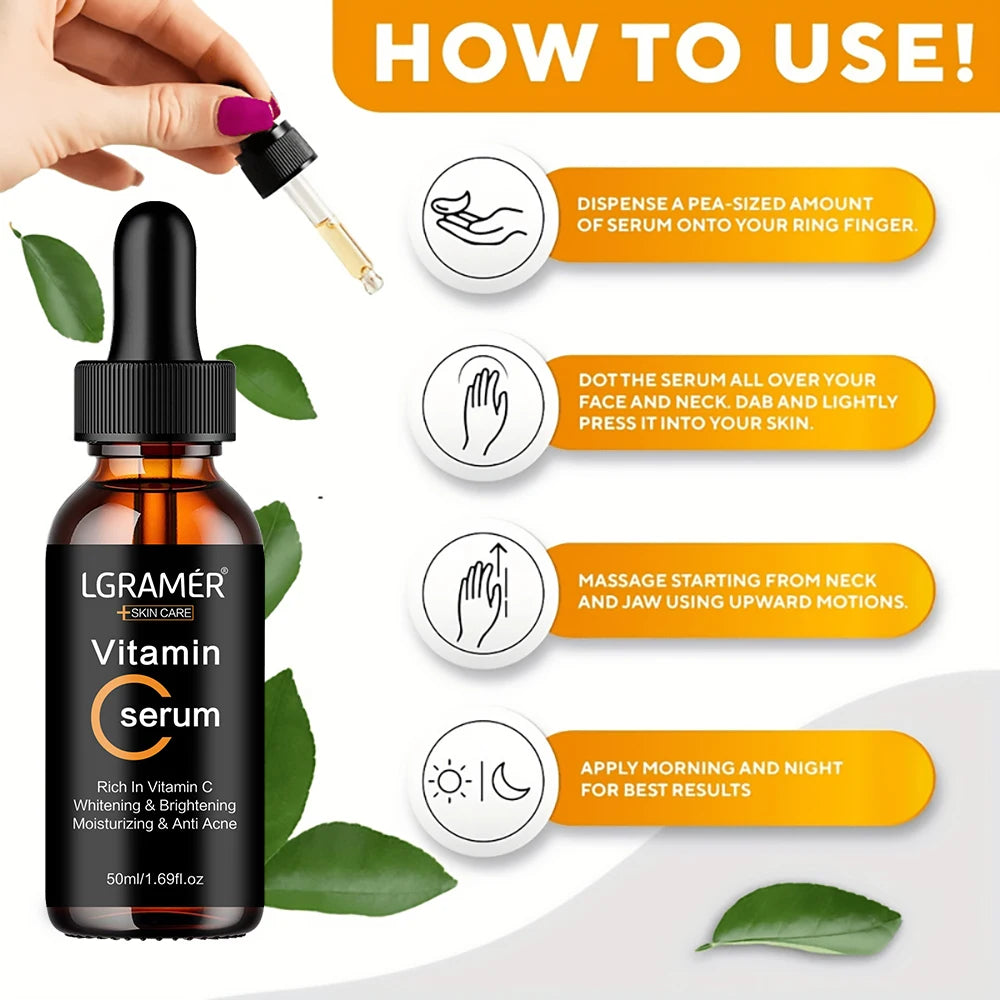 Skincare Products Vitamin C Facial Serum Brighten Skin Lighten Spots Hyaluronic Acid Face Essence Skin Care Products 30/50ml