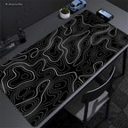 CIFBUY Large Gaming Mouse Pad Black White Strata Abstract Design Non-Slip Office Desk Mat Lock Stitched Edge for Computer Keyboa
