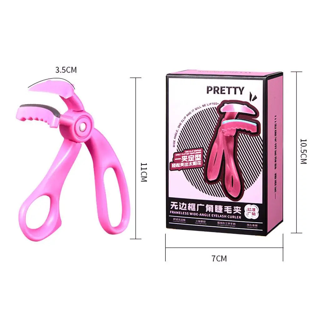 PRETTY Frameless Eyelash Curler Wide Angle Lash Curler with Comb Teeth Silicone Pad No Pinching Makeup Tool for Women