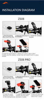 Universal Bicycle Phone Holder, 360° Rotatable and Detachable Motorcycle Holder, Multi-functional Bicycle Handlebar Bracket