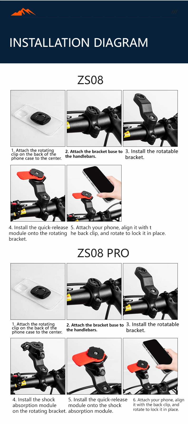 Universal Bicycle Phone Holder, 360° Rotatable and Detachable Motorcycle Holder, Multi-functional Bicycle Handlebar Bracket
