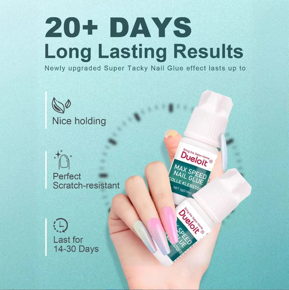Max Speed Nail Glue Professional Salon Grade, Fast Drying Instant Strong Hold Nail Adhesive for Acrylic Nails Fake Nail Tips Press On Nails Nail Extensions, Quick Bond Precision Tip Nail Glue for Home DIY Salon Nail Art Broke