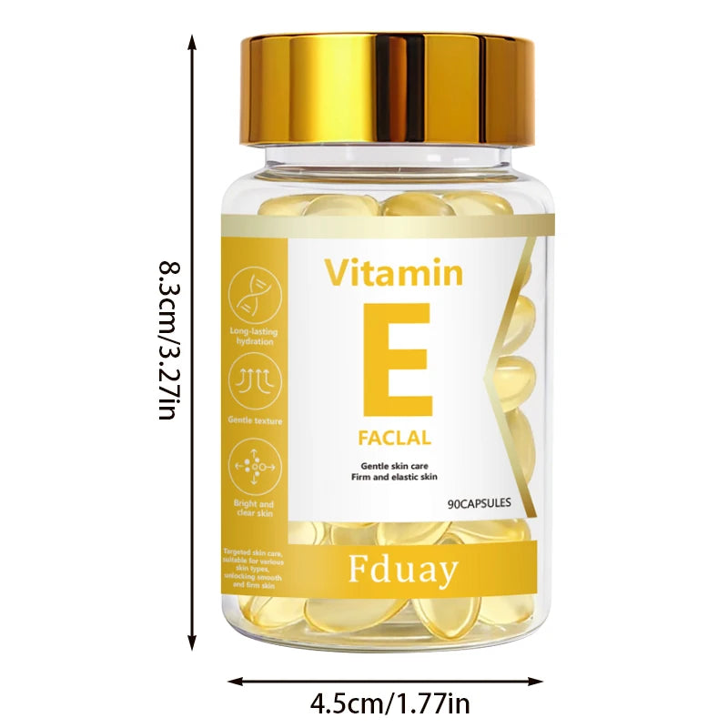 Vitamin E Facial Essence Capsule with Retinol Jojoba Seed Oil & Collagen for Brighter Skin Moisturizing & Smoothing 0.5ml X 90 C