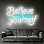 Believe in Yourself LED Neon Sign, Inspirational Quote Neon Decor, Motivational Wall Decor for Bedroom Office Gym Dorm Room Aest