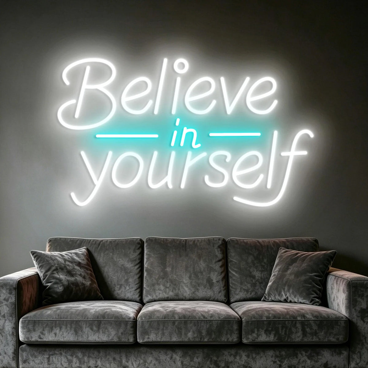 Believe in Yourself LED Neon Sign, Inspirational Quote Neon Decor, Motivational Wall Decor for Bedroom Office Gym Dorm Room Aest
