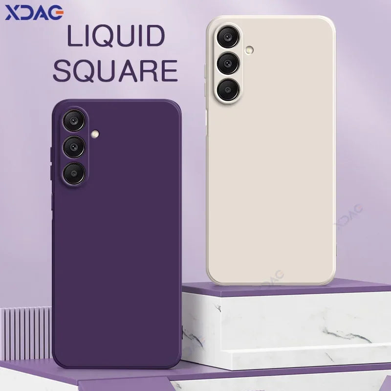 Original Square Liquid Silicone Phone Case for Samsung Galaxy A26 A36 A56 5G 360 Soft Protective Anti-drop Shockproof Back Cover