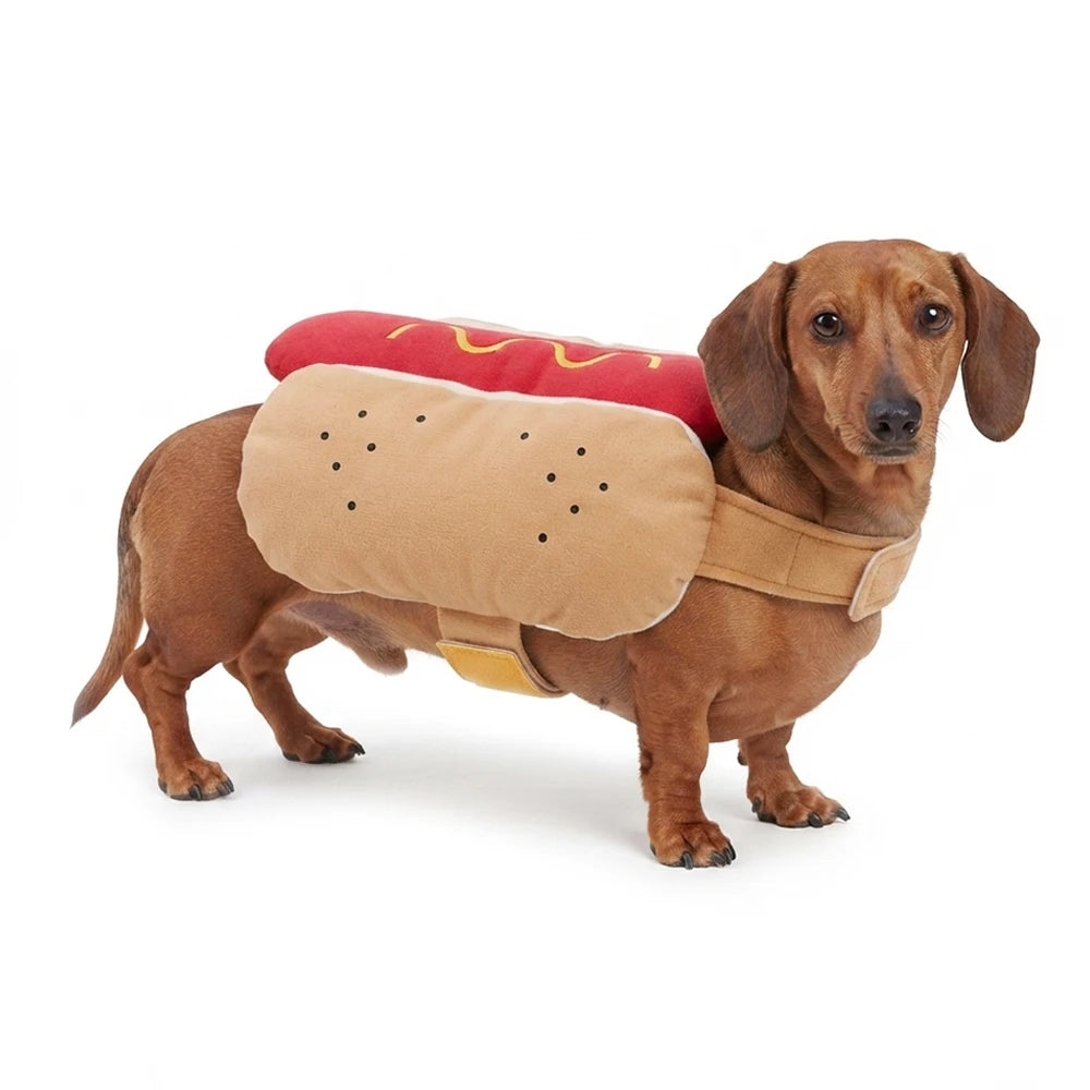 Halloween Pet Hot Dog Costume Funny Small Dogs Outfits Cute Soft Puppy Clothes Cat Dress Up Costume for Party Photo Shooting
