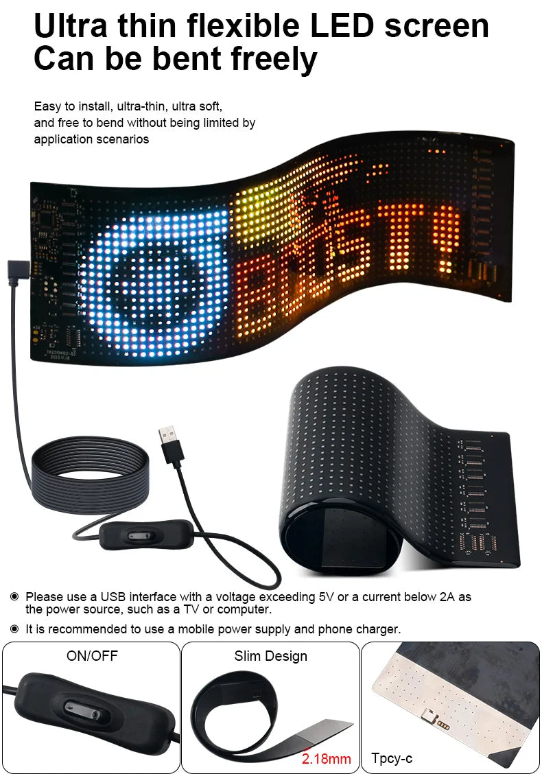 Multifunctional Bright Devil Eyes LED Light for Car Windshield Flexible Programmable Scrolling LED Display Bluetooth APP Control