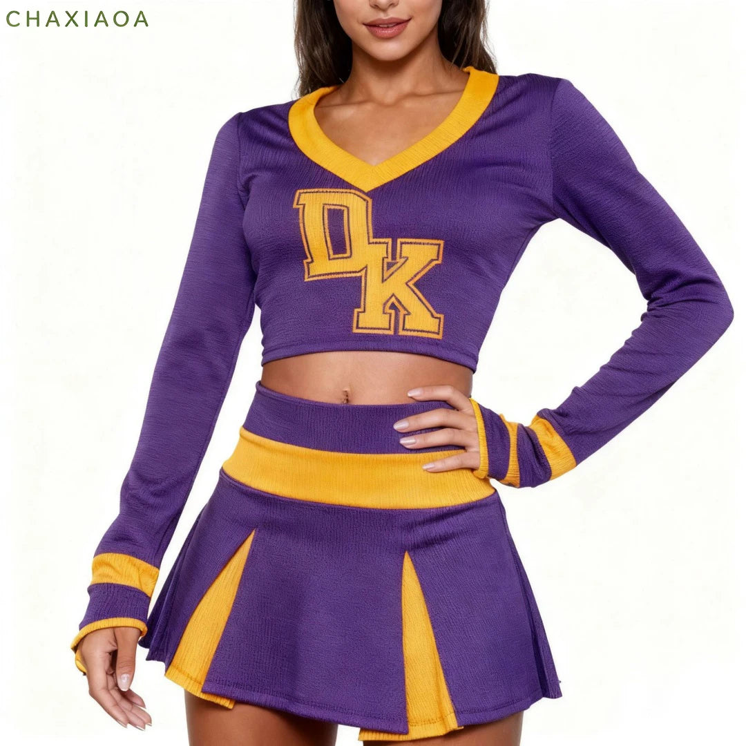 Women Cheerleader Megan Fox Jennifer’s Cosplay Costume Cheerleading Outfit Crop Top Skirt Set Halloween Party Stage Performance