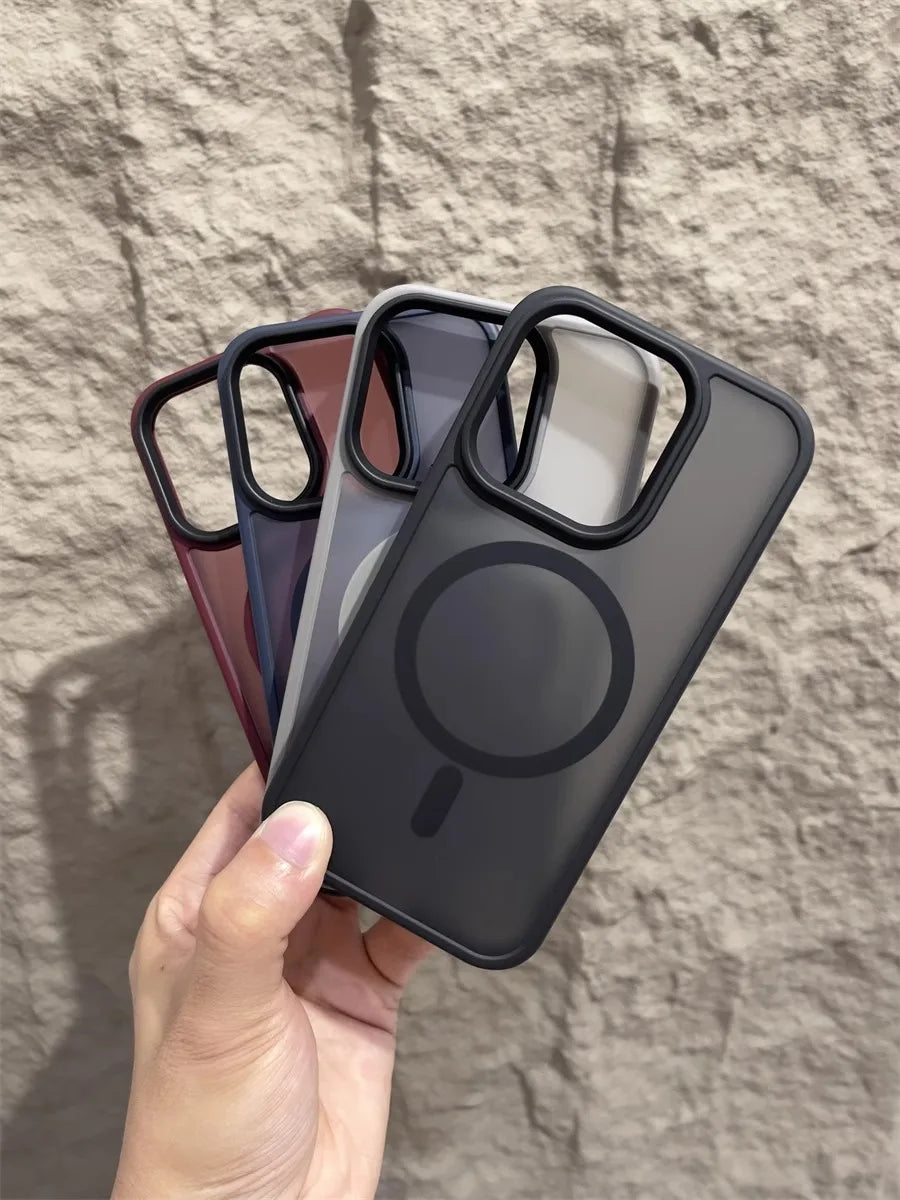Matte Magnetic Original Phone Case For iPhone 18 Air 17 16 15 14 12 11 13 Pro Max 16e Plus For Magsafe Wireless Charging Cover