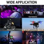 Upgrade RGB Car Atmosphere Lights, Larger Battery & Brighter, Type-C Charging Cable, Wireless Remote Multi-Mode for Car Motorcyc