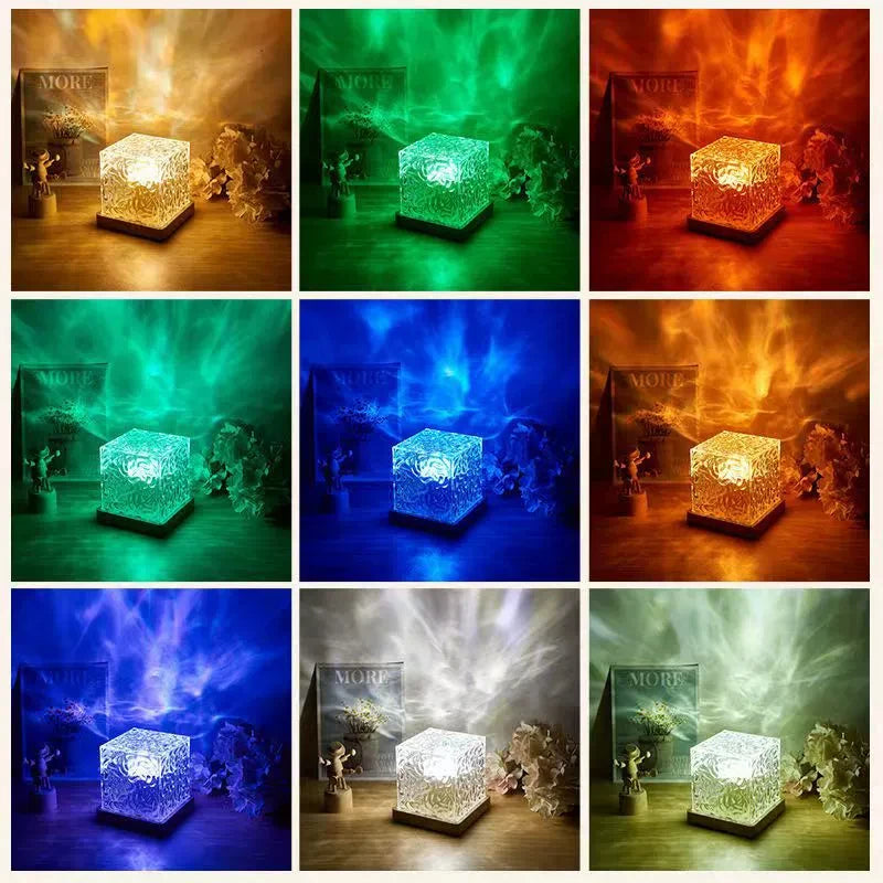 Rotating Water Ripple Night Light Projector Portable Aurora Galaxy Lamp for Bedroom, Apartment Dorm Room Ambiance, Romantic Gift