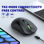 Tri Mode Gaming Mouse Wireless RGB Backlit 12800 DPI 2.4G Bluetooth Type-C Rechargeable Red Ergonomic 1000Hz