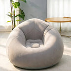 Inflatable Lazy Sofa Folding Portable Air Chair Flocking Surface Comfortable Lounge Seat for Living Room Outdoor Camping Beach