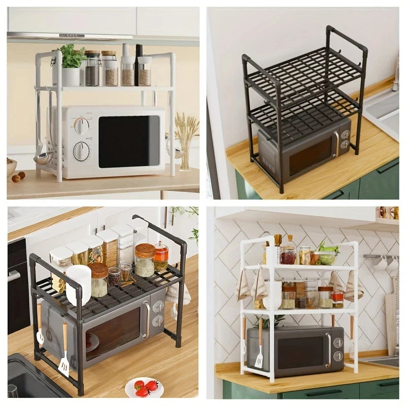 Kitchen Countertop Microwave Storage Rack, Multi-Layer Seasoning Storage Rack, Used For Storing Countertop Kitchen Utensils