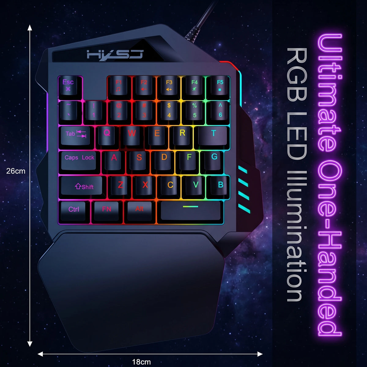 Ergonomic 35-Key Gaming Keyboard with RGB Lighting USB Powered One-Handed Design Thin Film Keys for Enhanced Gaming Experience