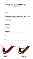 Halloween Costume for Cats Realistic Centipede Small Pets Costume Funny Pet Dress-Up Outfit Cute Cat Costume for Party & Holiday