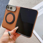 360° Rotating Bracket Magnetic Case For iPhone Duo For Magsafe PU Leather Shockproof Cover Funda