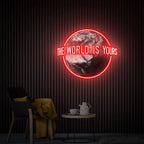 The World Is Yours Led Neon Sign Pop Art Custom Globe LED Light Motivational Wall Decor for Man Cave Bar Office