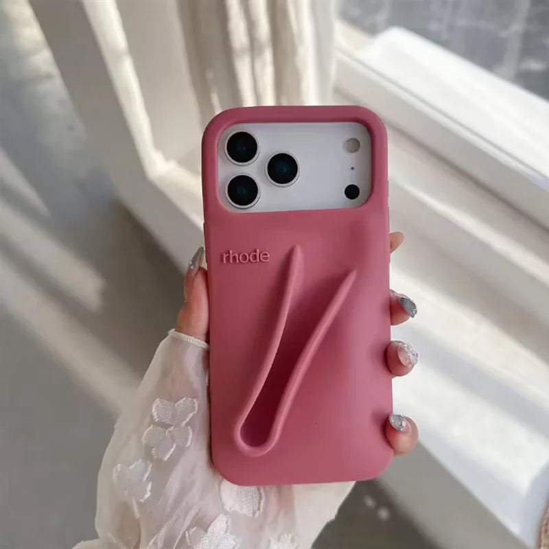 Hot‑Trend Rhode Lip Gloss Holder Cover for iPhone 11‑17, Anti‑Drop 3D Design Thick Silicone Single Shell Phone Accessory