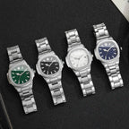Luxury Men Business Watches Fashion Square Dial Stainless Steel Strap Quartz Watch with Calendar For Mens Clock（Without Box）