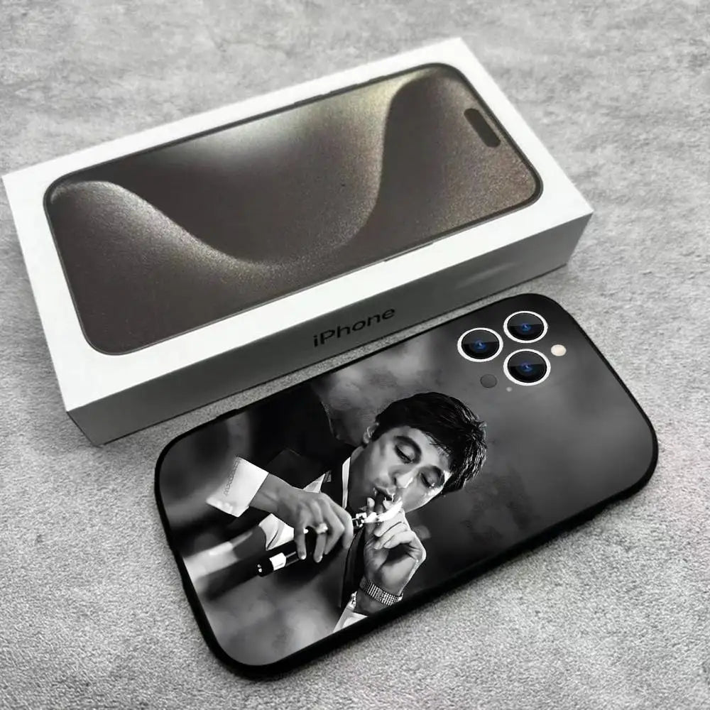 S-Scarface 1983 Film Phone Case For iPhone 17,16,15,14,13,12,Pro,Max,Plus,E,SE4,Air,Mini Black Soft Box