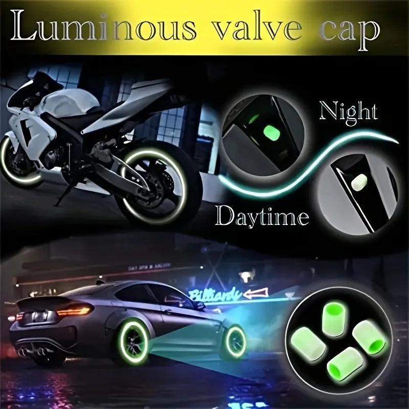 10pcs Luminous Valve Stem Cap Universal Car Decor
