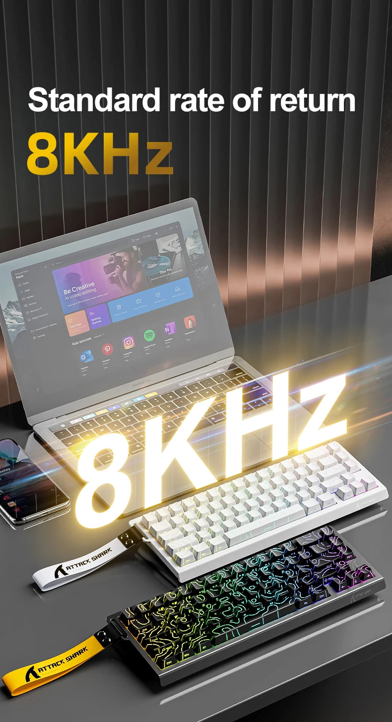 ATTACK SHARK X68HE X68Pro He Magnetic Mechanical Keyboard for Pro Gaming 0.01mm Rapid Trigg 8000Hz SOCD/Rs 0.125ms 128K Rate