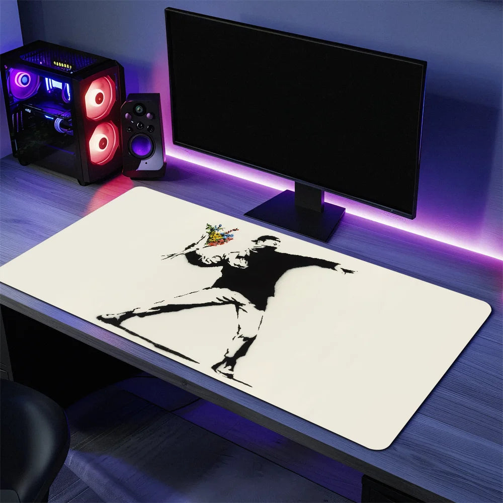 Graffiti Art Banksy S Mouse Pad Large Desk Mat Keyboard Ergonomic Office Rubber Game PC Non-slip Anti-fray Home Custom Best Pric