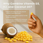 VEV Corefeel Vitamin D3 K2 5,000 IU, 100 mcg MK-7, 300 Coconut Oil Softgels| 2-in-1 Vitamin D & K Supplement, Easy to Swallow