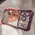 Luxury Electroplate Shockproof Transparent Phone Case For iPhone 18 17 16 15 14 13 12 Pro Max Plus Air Clear Bumper Cases Cover