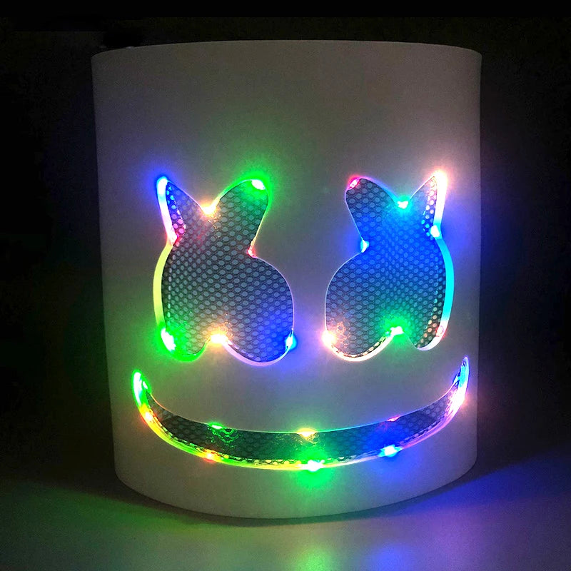 Fashion Luminous LED Mask DJ Costumes Accessories Glow Supplies Neon Light Marshmallow  Mask For Music Festival Nightclub Dance