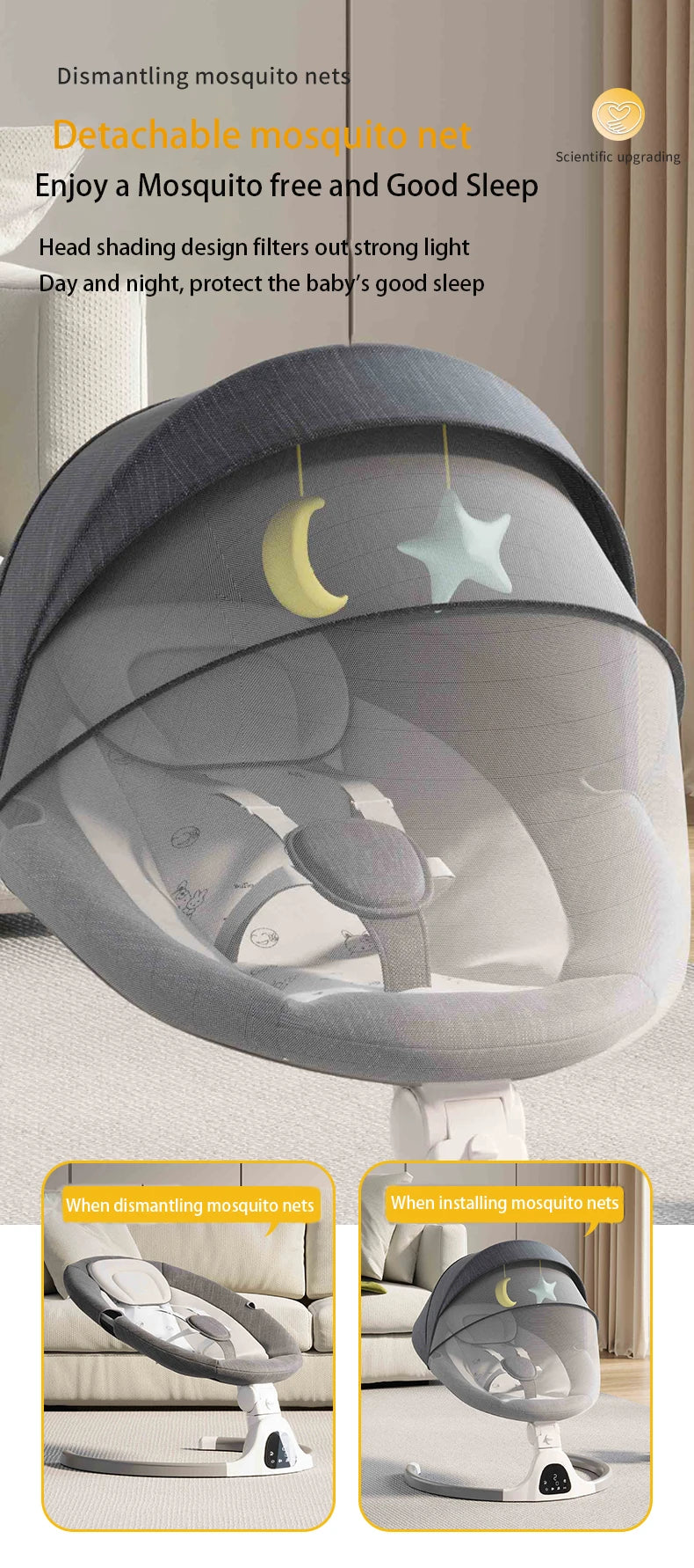 Baby Electric Rocking Chair Cradles Coax Baby  Luxury Electric Swing Shaker Recliner Comfort Chair  0-3 Years Old Baby Bed